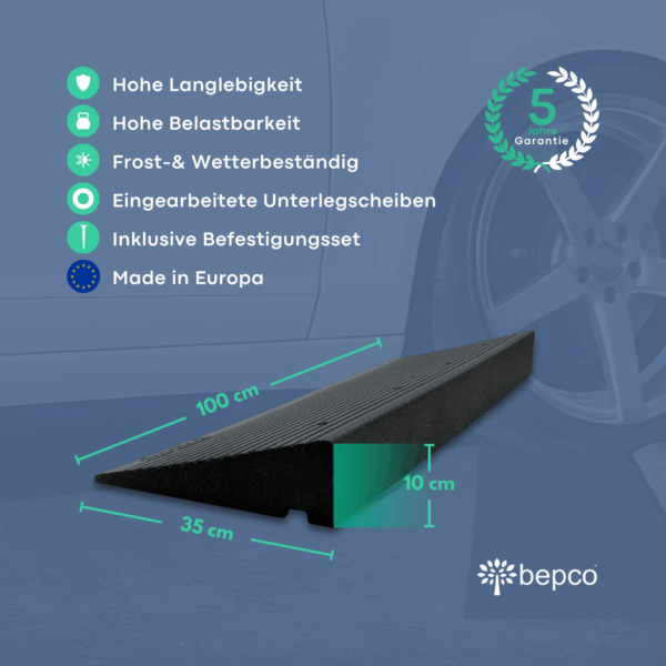 Schwellenrampen "Premium" - 10cm hoch, Rollstuhlrampe mit Befestigungsset – Bild 8