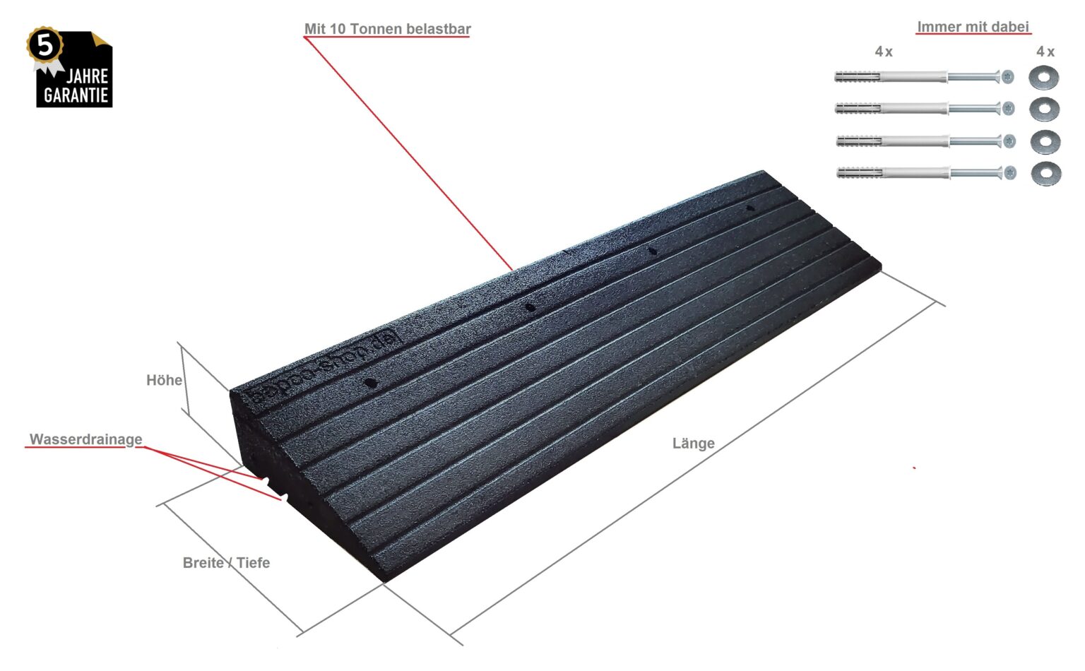Auffahrrampe 3cm Für Bordsteine - Stabile PVC-Rampe Für Auto & Motorrad