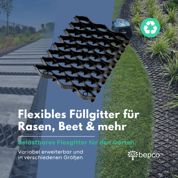 bepco Flexgitter - 5er Set - flexibles Rasengitter mit 15x Erdankern, für Garten & Wege – Bild 2