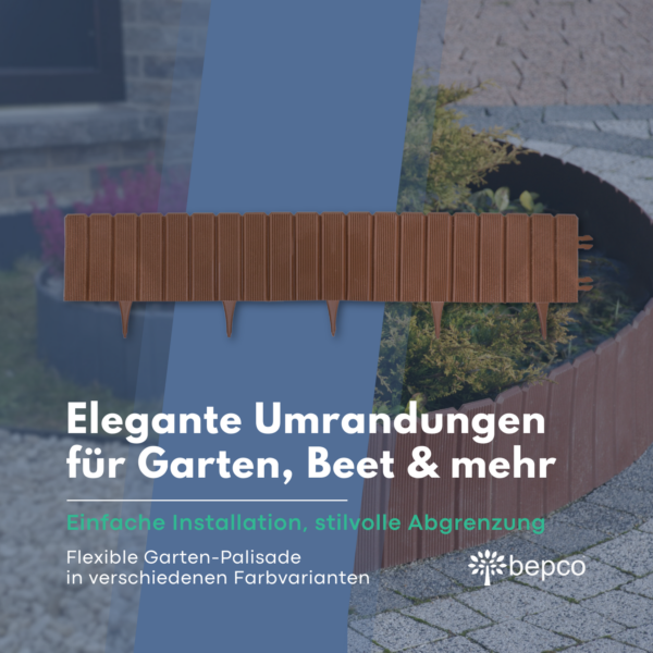 bepco Palisade - 5er Set (100 x 17 cm) - Beeteinfassung, Rasenkante, Garteneinfassung – Bild 2