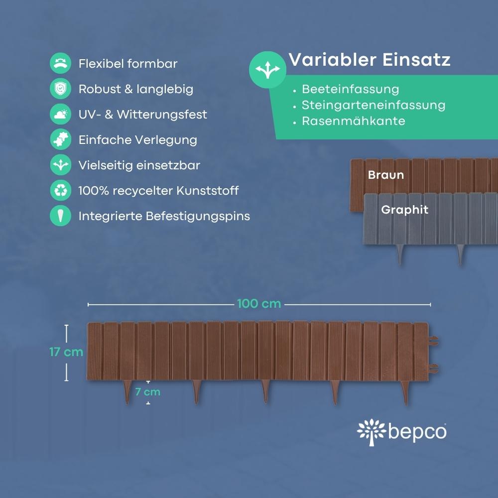 bepco Palisade - 2er Set Beeteinfassung - (100 x 17 cm, Grau/Braun) – Bild 5