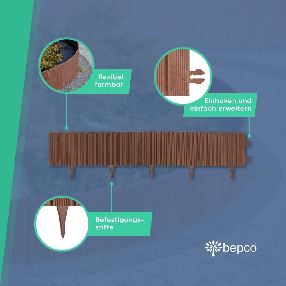 bepco Palisade - 2er Set Beeteinfassung - (100 x 17 cm, Grau/Braun) – Bild 6